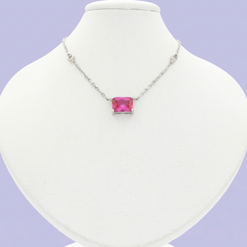 Gargantilla de Plata .925 de Diseño Elegante con Zirconias Finas de Color Rosa Fucsia mod. 2094