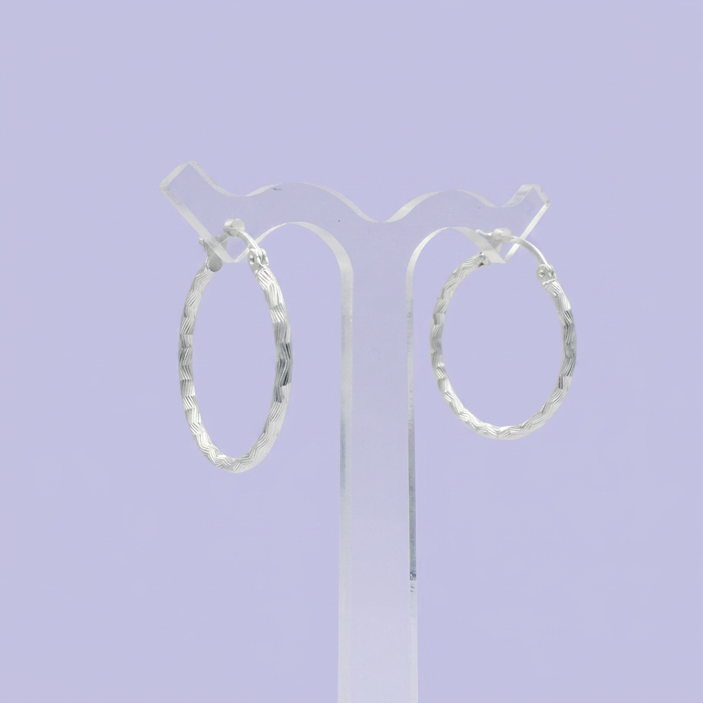 Arracada de Plata .925 Diseño Diamantado Zigzag Pequeño mod. 2463
