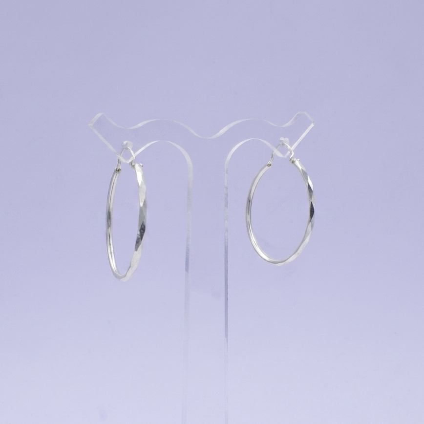 Arracada de Plata .925 Diseño con Facetado de Rombo Estilo Hueco mod. 2461