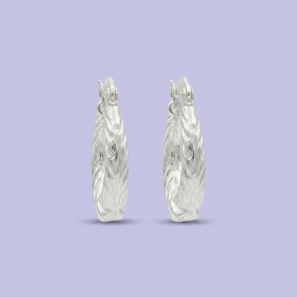 Arracada de Plata .925 con Diseño de Trenza Lisa mod. 2295