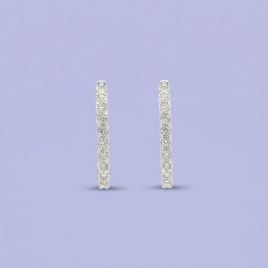 Arracada de Plata .925 Burbujas con Finas Zirconias mod. 2298
