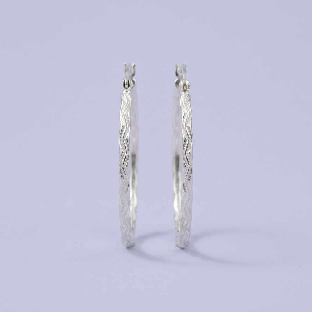 Arracada de Plata .925 Diseño Diamantado Zigzag Pequeño mod. 2463