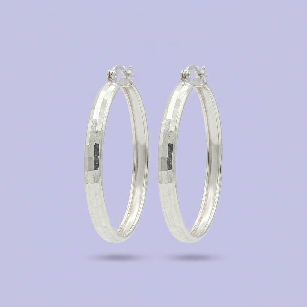 Arracada de Plata .925 Brillante con Placas Lisas mod. 2294