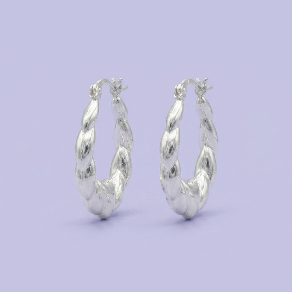 Arracada de Plata .925 con Elegantes Relieves mod. 2297