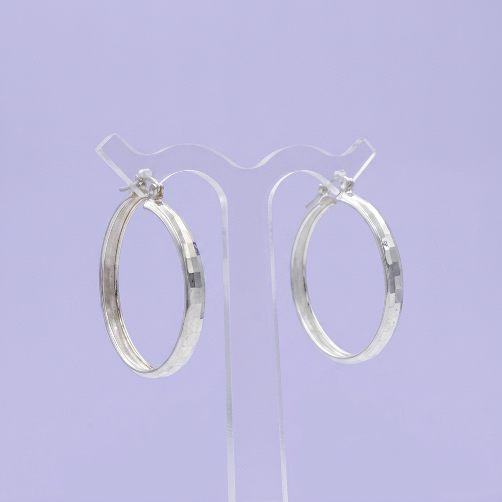 Arracada de Plata .925 Brillante con Placas Lisas mod. 2294