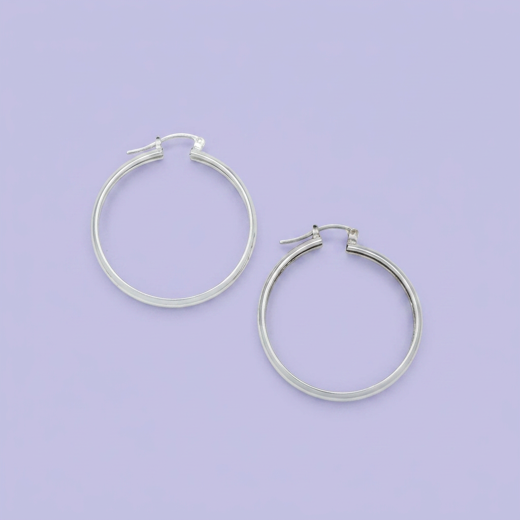 Arracada de Plata .925 Brillante con Placas Lisas mod. 2294