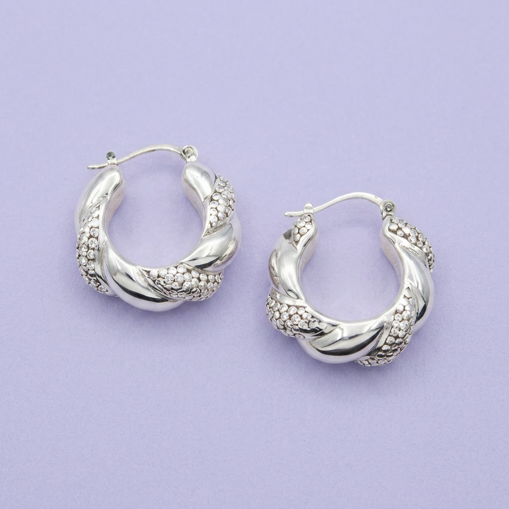 Arracada de Plata .925 con Escamas Entrelazadas mod. 2292