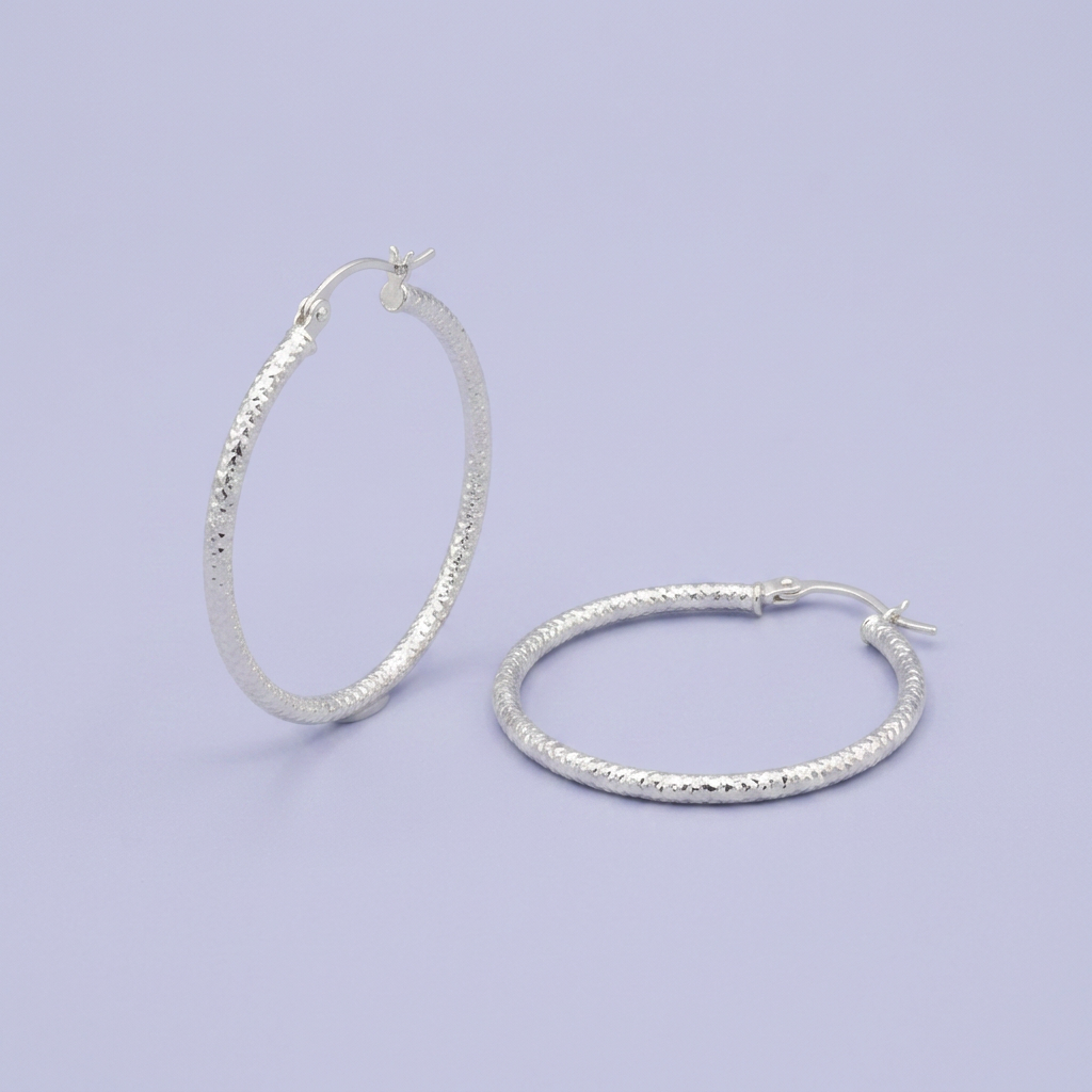 Arracada de Plata .925 Hueca con Diamantado Bordeado Especial en Estilo Hueco mod. 2931