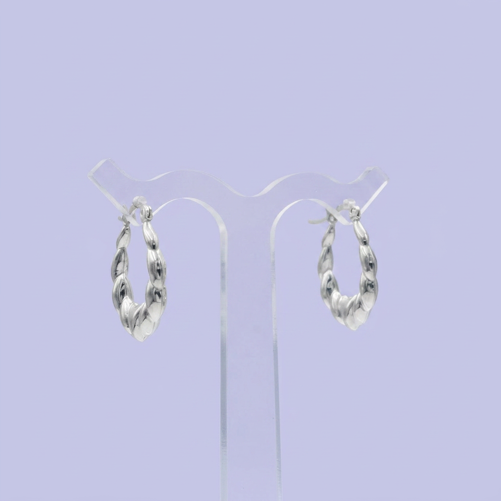 Arracada de Plata .925 con Elegantes Relieves mod. 2297