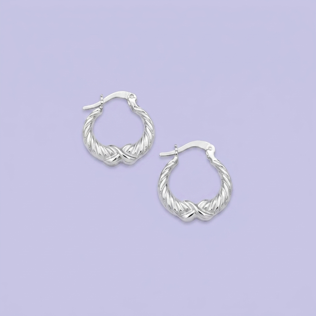 Arracada de Plata .925 con Diseño de Trenza Lisa mod. 2295