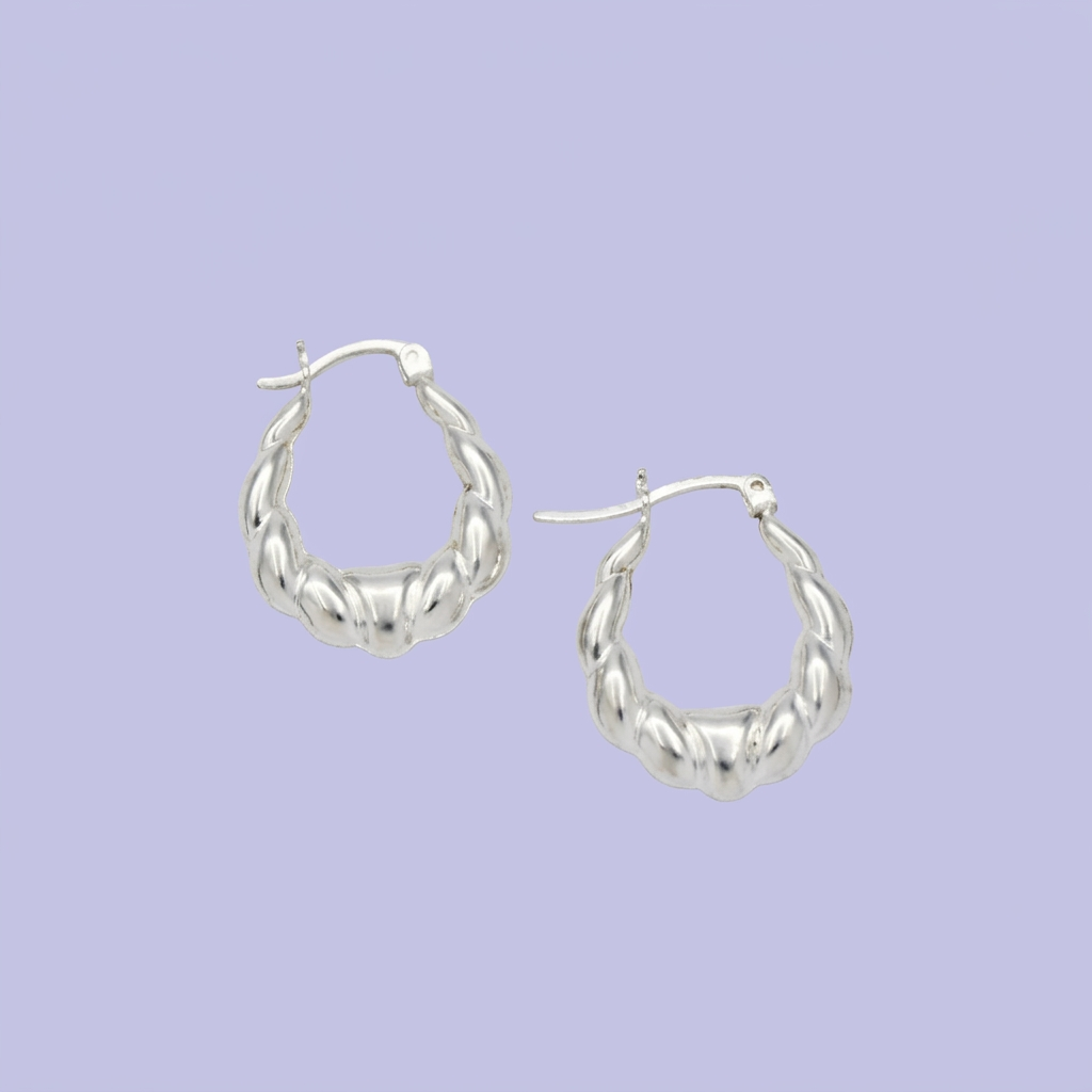 Arracada de Plata .925 con Elegantes Relieves mod. 2297