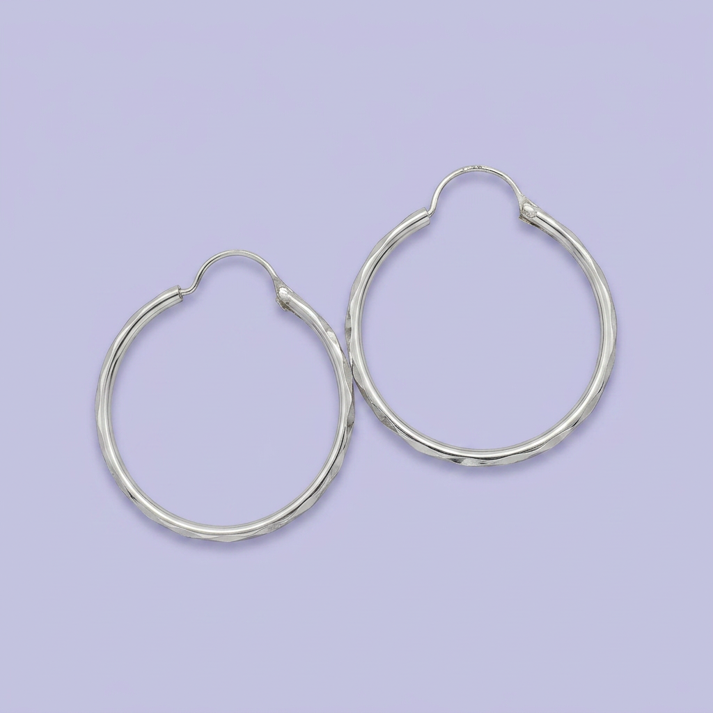 Arracada de Plata .925 Diseño con Facetado de Rombo Estilo Hueco mod. 2461