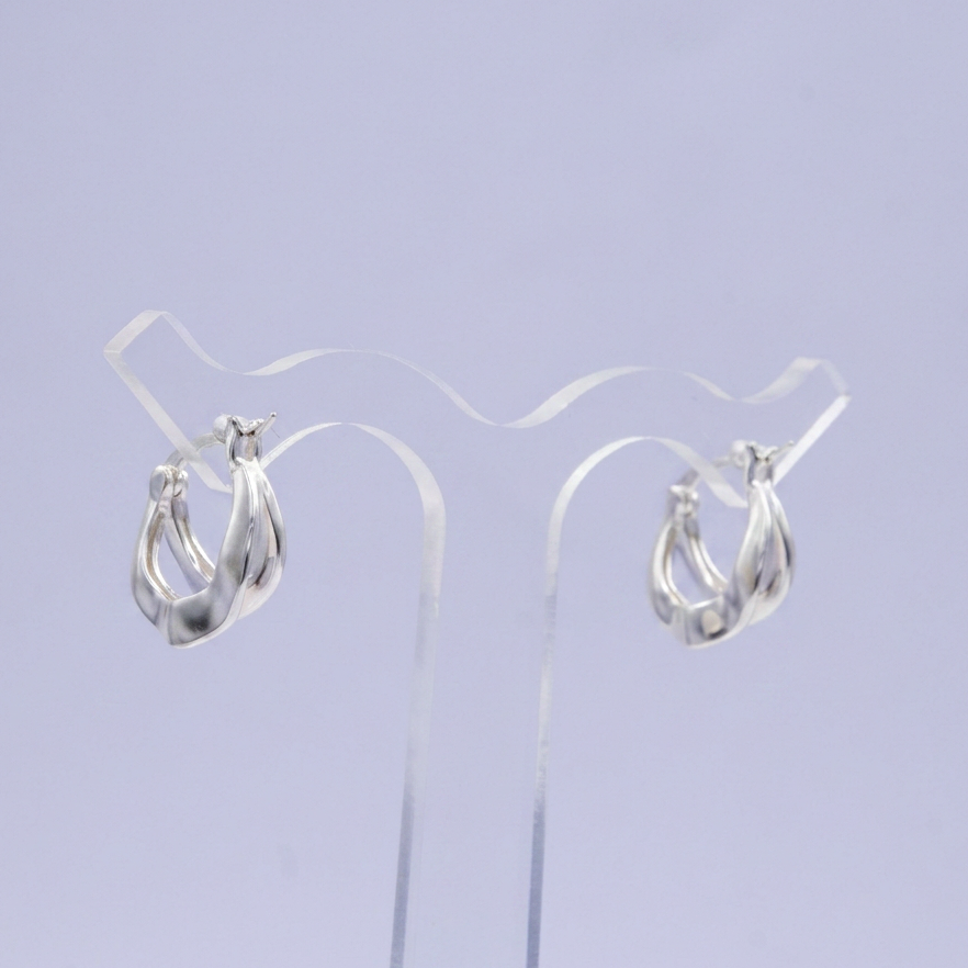 Arracada de Plata .925 Diseño Doble de Estilo Hueco  mod. 2637