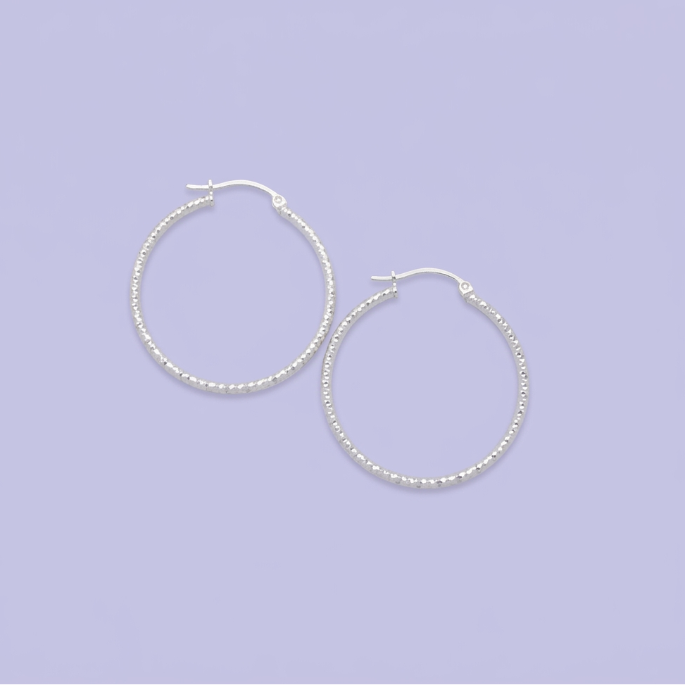 Arracada de Plata .925 Hueca con Diamantado Bordeado Especial en Estilo Hueco mod. 2931