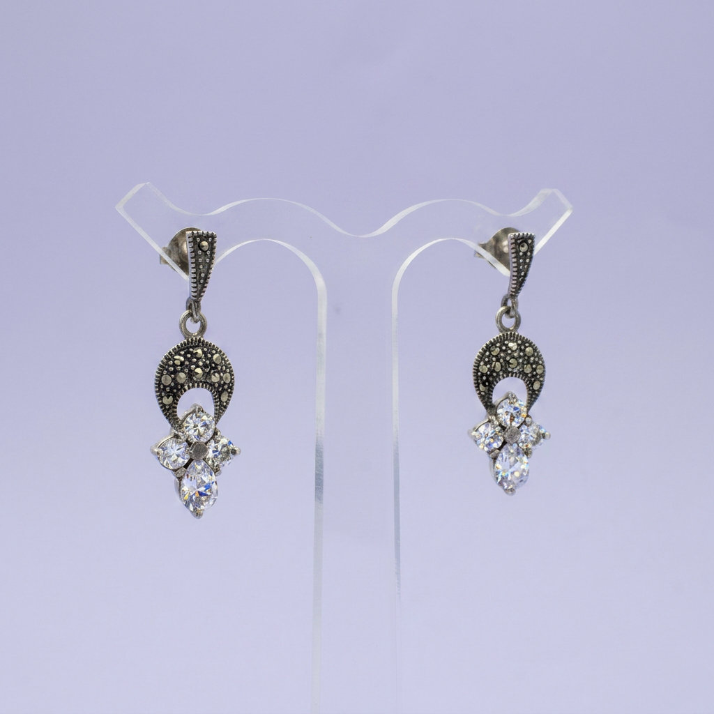 Coordinado de Plata .925 Cruces de Zirconia con Marquesitas mod. 2592