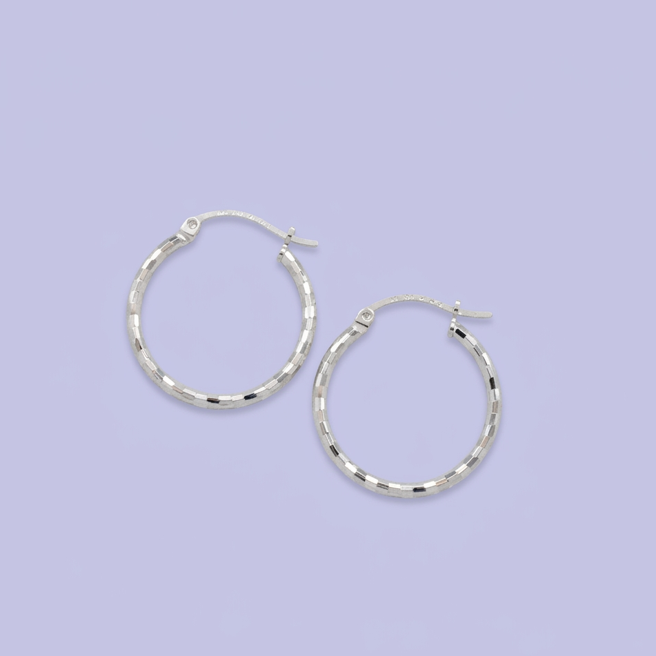 Arracada de Plata .925 Estilo Hueco con Diseño Diamantado Disco mod. 2932