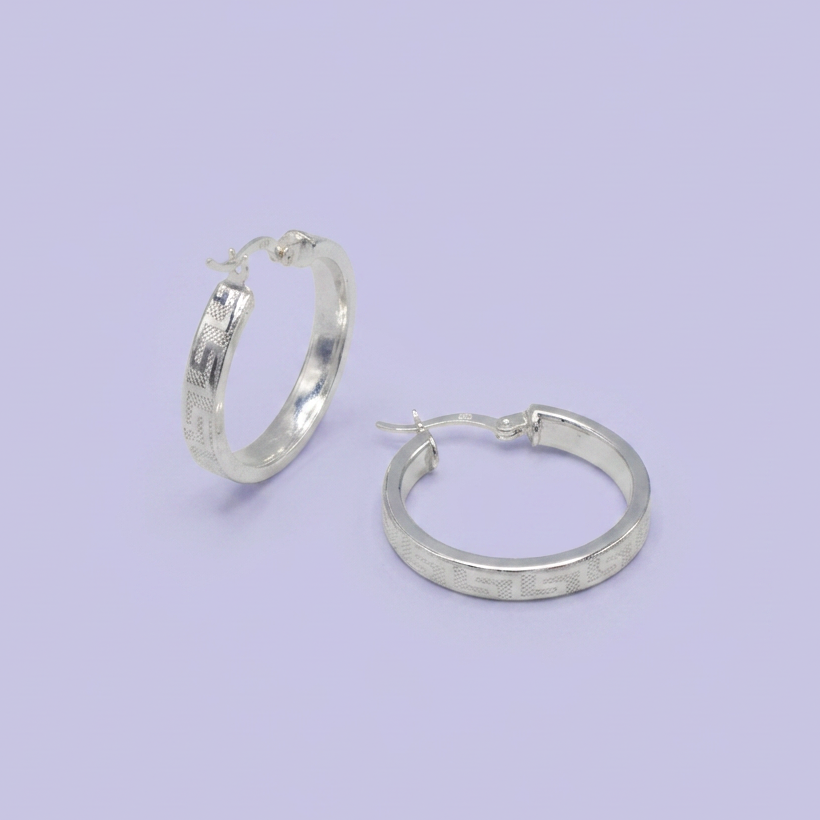 Arracada de Plata .925 Chica con Grecas mod. 2831