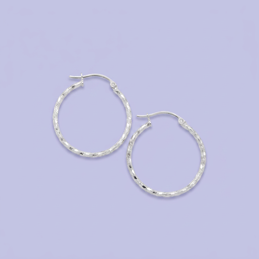 Arracada de Plata .925 Facetado Especial en Diseño Hueco Brillante y Mediano mod. 2941