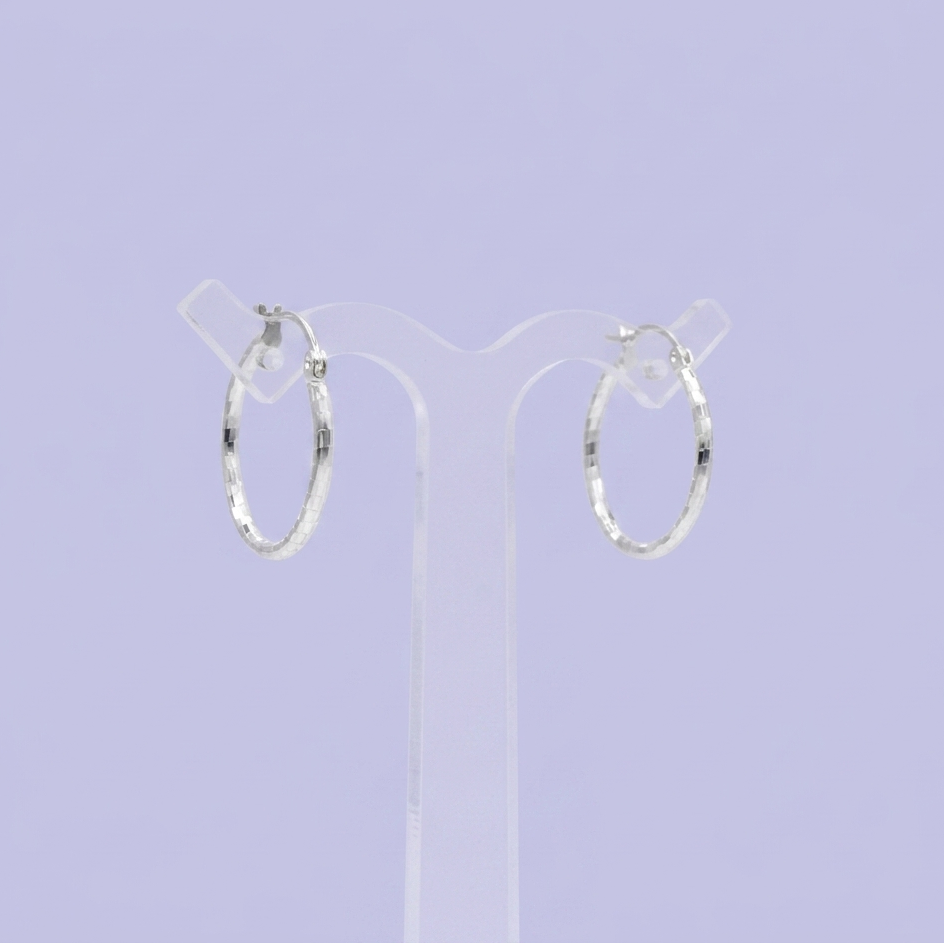 Arracada de Plata .925 Estilo Hueco con Diseño Diamantado Disco mod. 2932