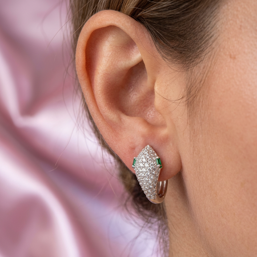 Grapa de Plata .925 Serpiente de Zirconias Ojos Verde  mod. 2631