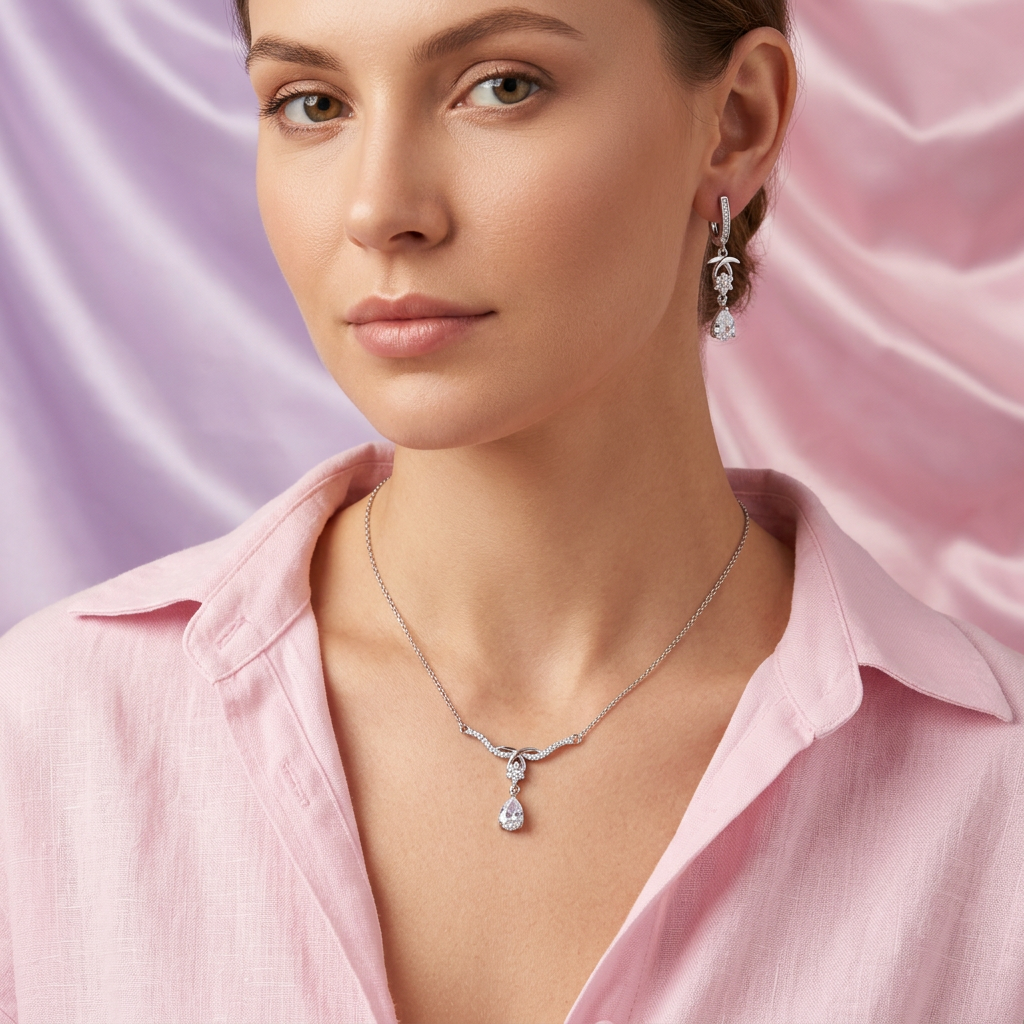 Coordinado de Plata .925 Lágrima de Zirconia mod. 2768