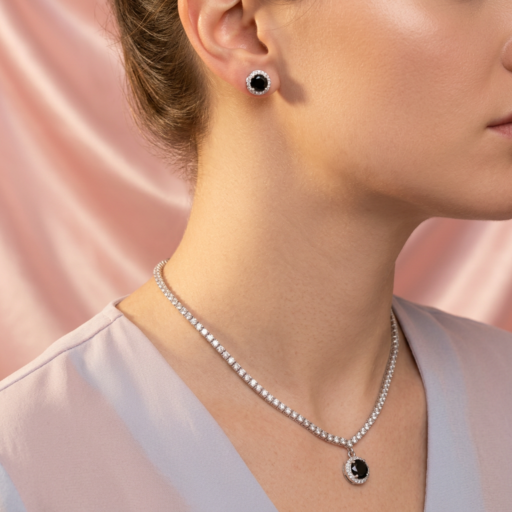 Coordinado de Plata .925 Elegante Noir mod. 2586