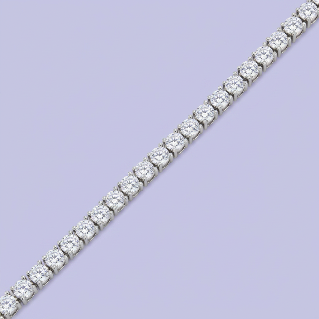 Pulsera de Plata .925 Tejido Tenis de Diseño Grueso con Zirconias Brillantes mod. 2368