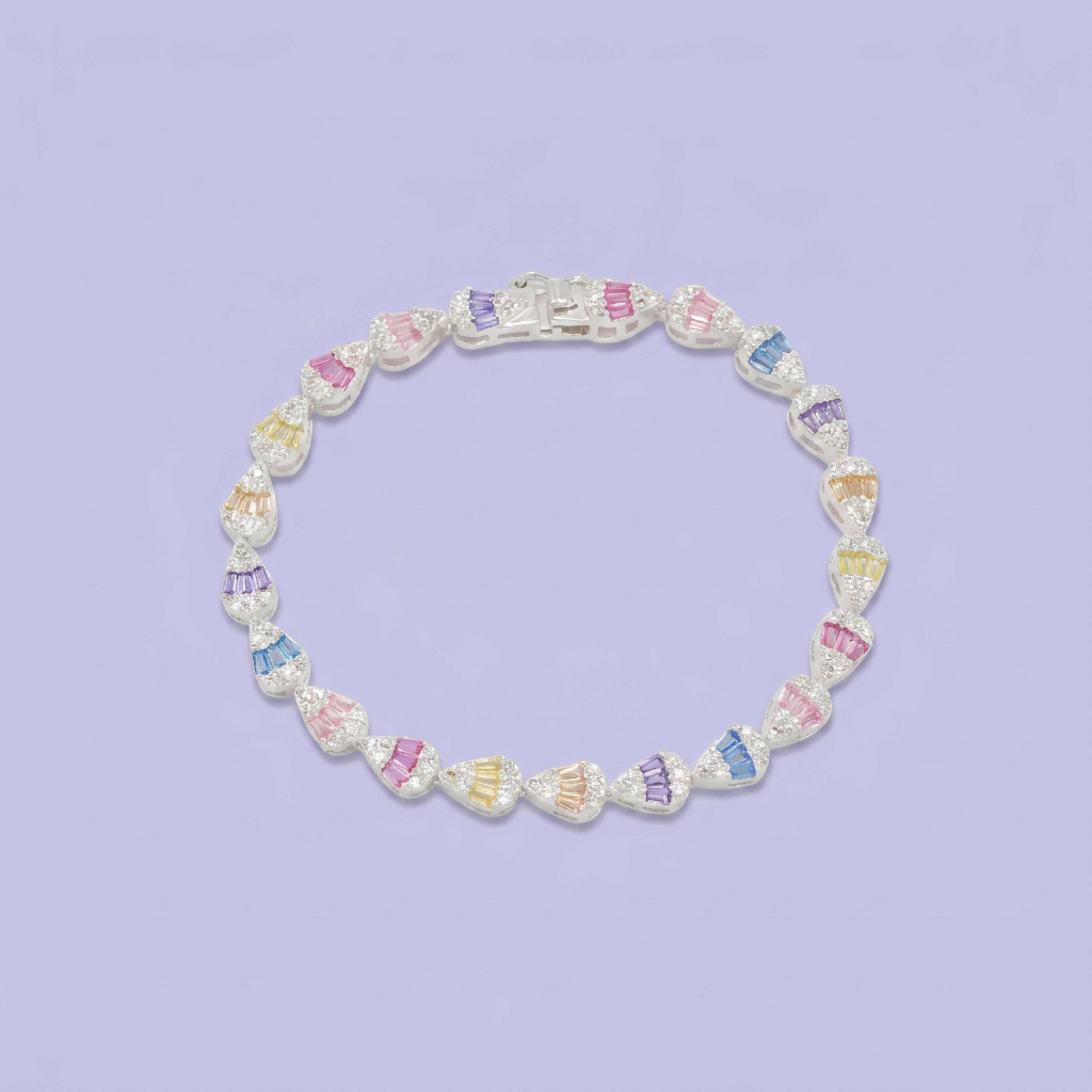 Pulsera de Plata .925 Diseño de Gotas de colores mod. 2673