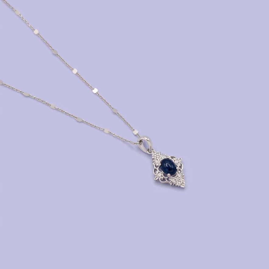 Coordinado de Plata .925 Con Diseño Barroco y Centro de Zirconia Negra Azulada mod. 2951