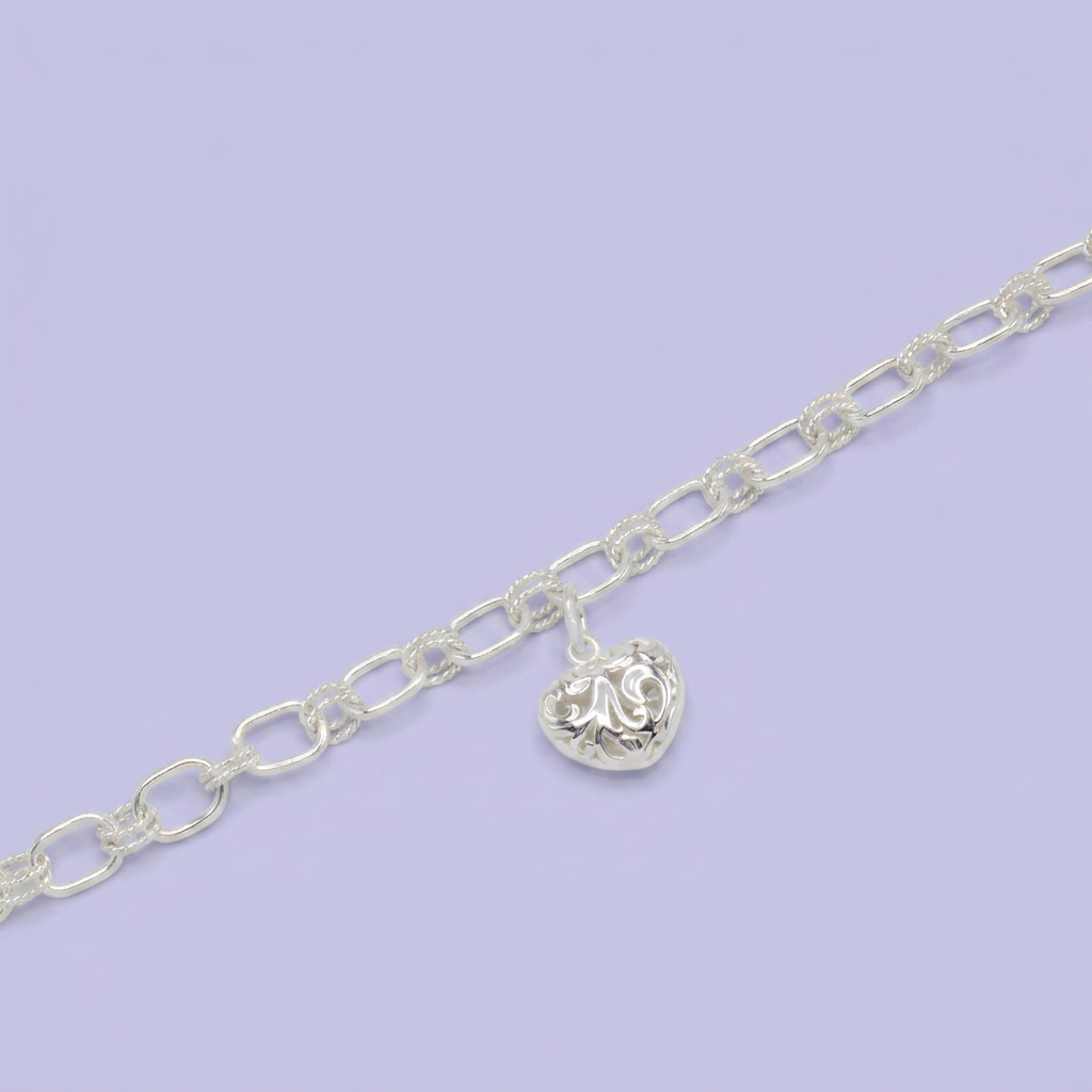 Pulsera de Plata .925 Tejido de Ancla con Corazón mod. 2675