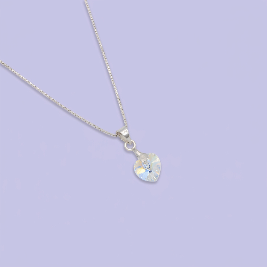 Coordinado de Plata .925 Corazones Brillantes de Swarovski Tono Torazol Blanco mod. 2992