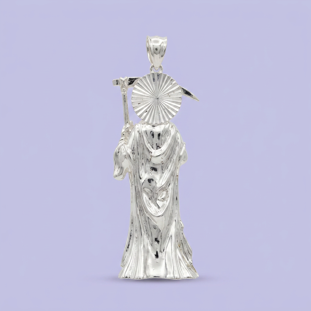 Dije de Plata .925 Santa Muerte Jumbo con Zirconias mod. 2593