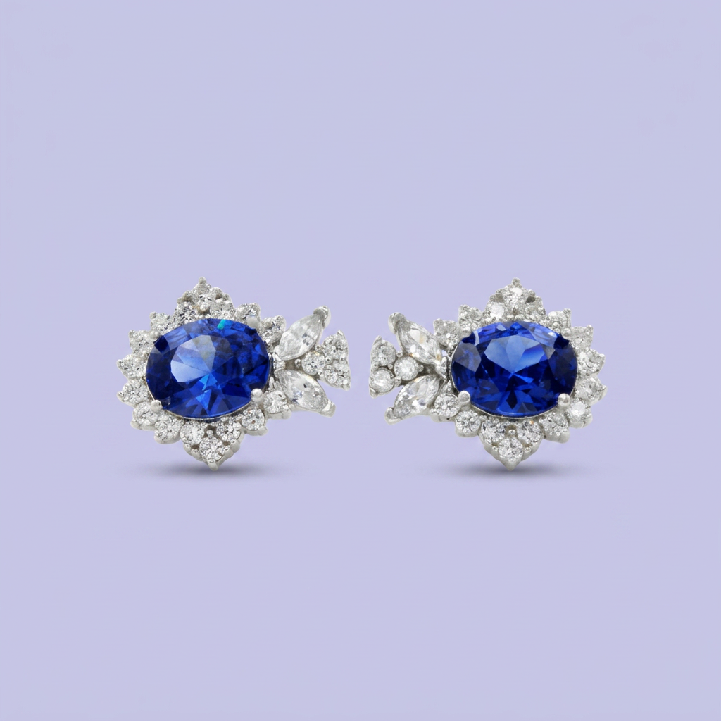 Coordinado de Plata .925 Elegante Azul Oceánico mod. 2766