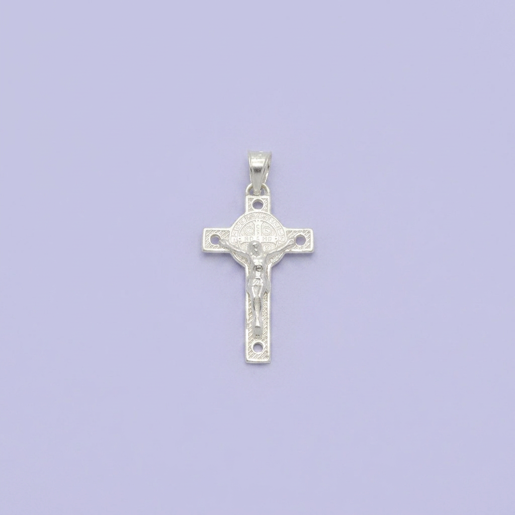 Dije de Plata .925 Crucifijo San Benito con Zirconias  mod. 2746