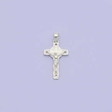 Dije de Plata .925 Crucifijo San Benito con Zirconias  mod. 2746