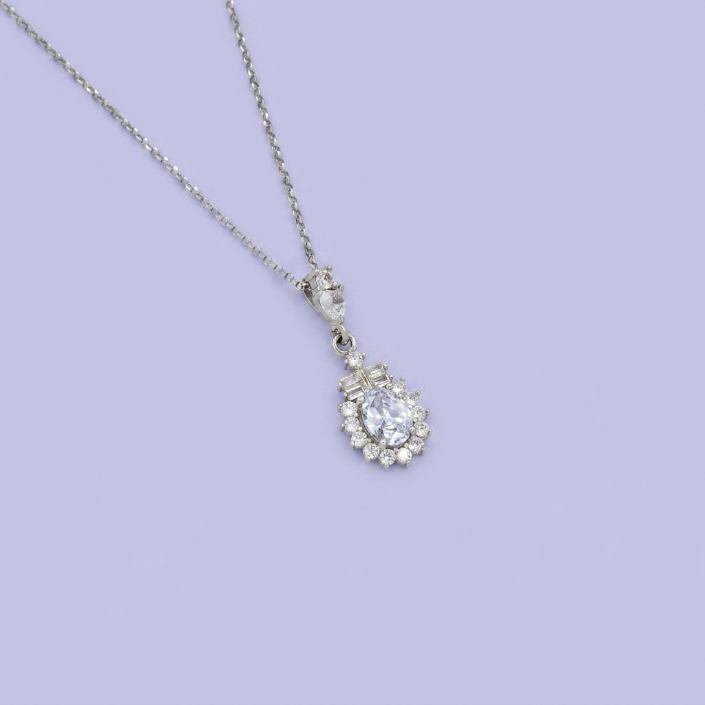 Coordinado de Plata .925 Flores de Zirconias Translucidas mod. 2475