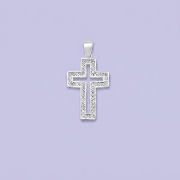 Dije de Plata .925 Cruz Calada en el Centro Detalla con Zirconias mod. 2866