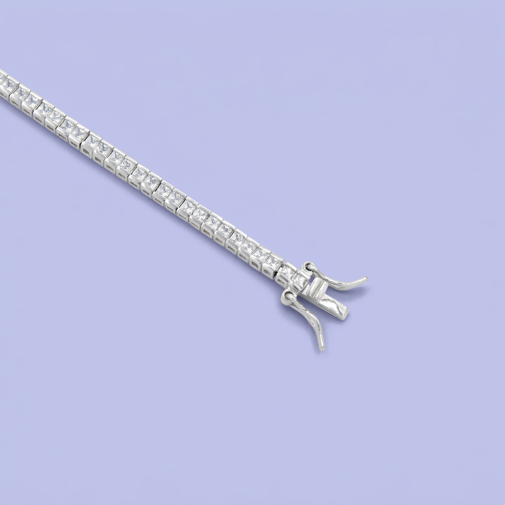 Pulsera de Plata .925 Tejido Tenis de Diseño Especial con Zirconias Finas mod. 2374