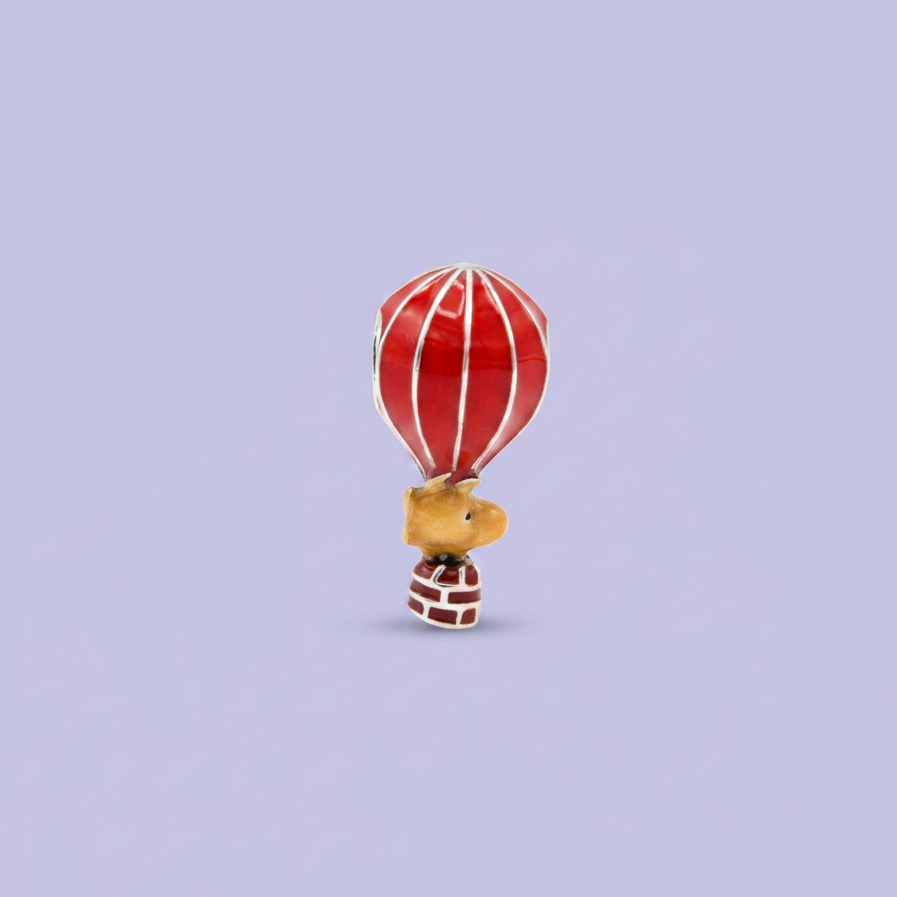 Dije de Plata .925 Estilo Charm con Diseño de Globo Aerostático Rojo mod. 2907