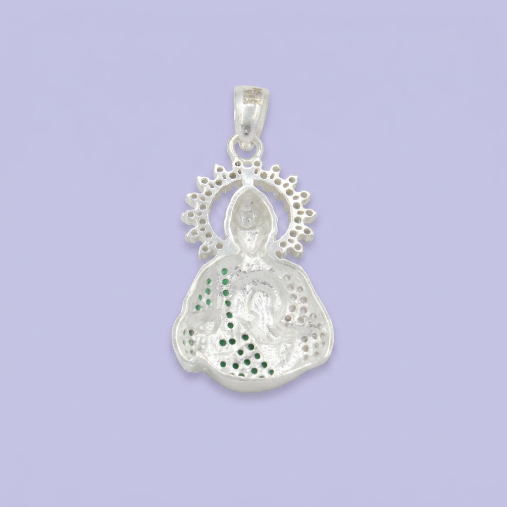 Dije Bulto de Plata .925 Busto de San Judas Incrustado con Zirconias y Aura Especial mod. 2750