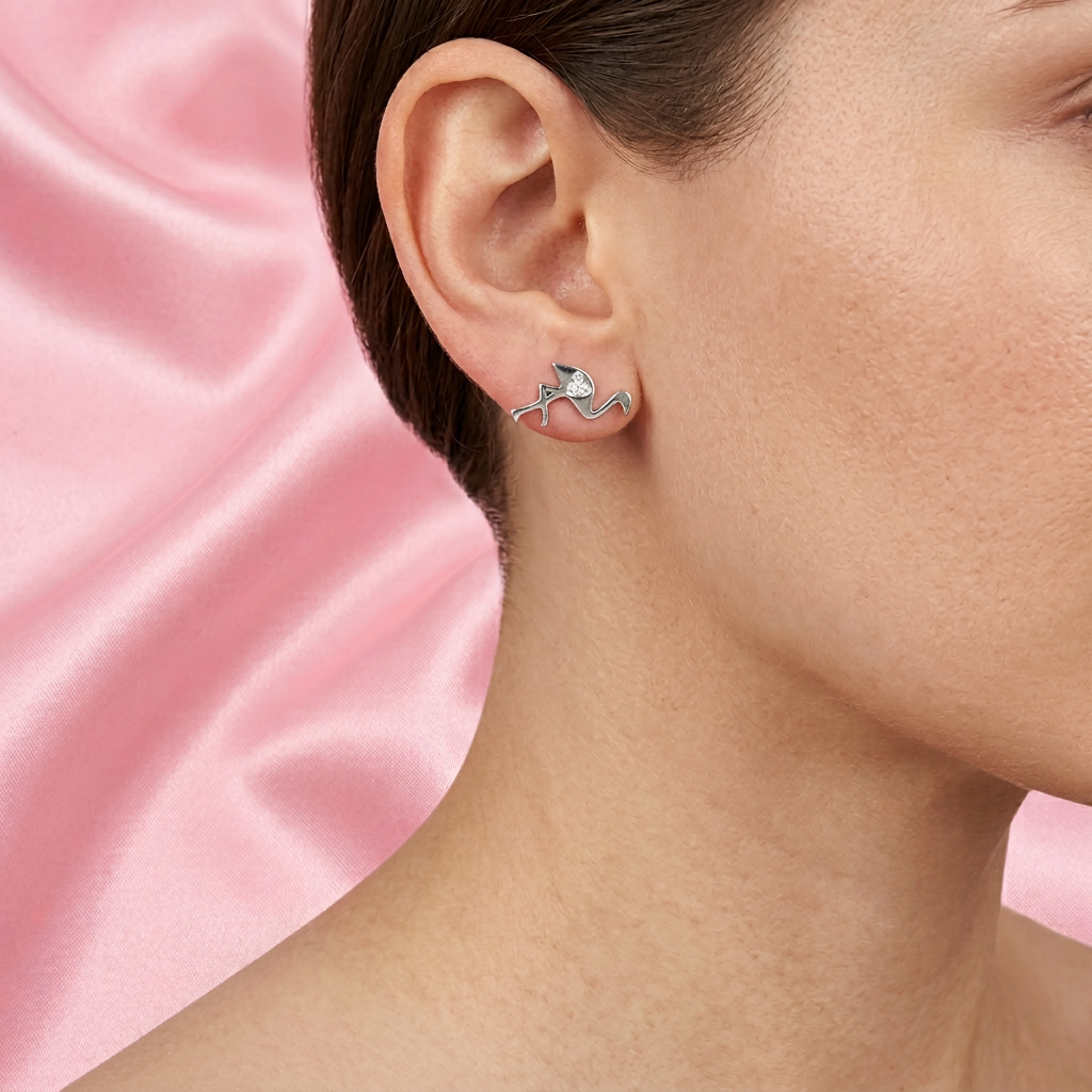 Arete de Plata .925 de Flamingos con Zirconias mod. 2127