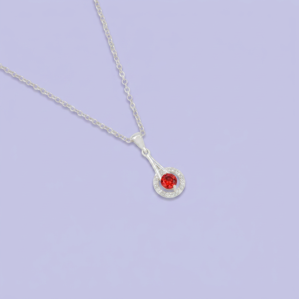 Coordinado de Plata .925 Halo de Zirconias de Centro Naranja mod. 2587