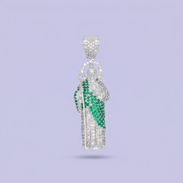 Dije Bulto de Plata .925 San Judas con Zirconias de Tono Verde mod. 2543