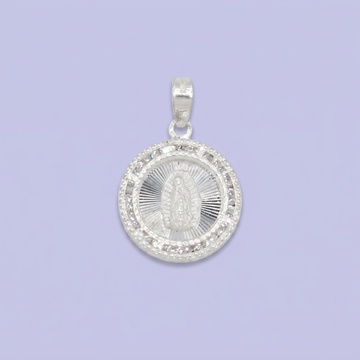 Medalla de Plata .925 Virgen Guadalupe en Diamantado Fino y Bisel de Zirconias mod. 2565