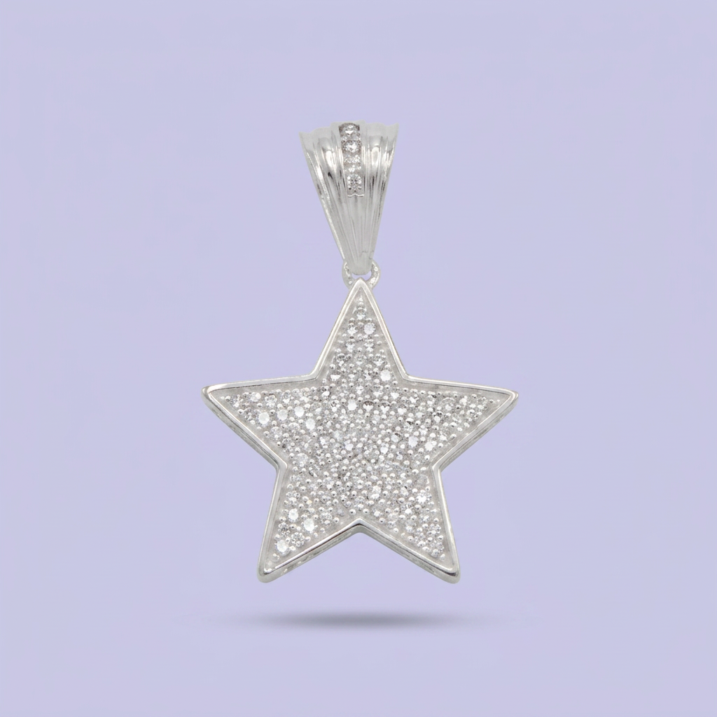 Dije de Plata .925 Estrella con Instrustaciones de Zirconia mod. 2696