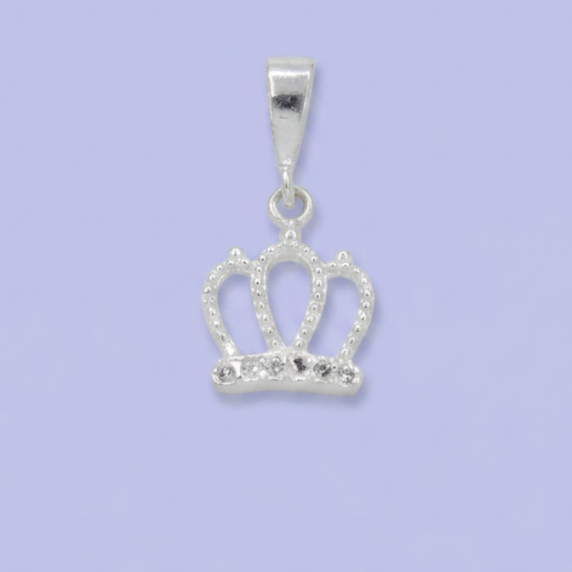 Dije de Plata .925 Corona Reina con Zirconias mod. 2500