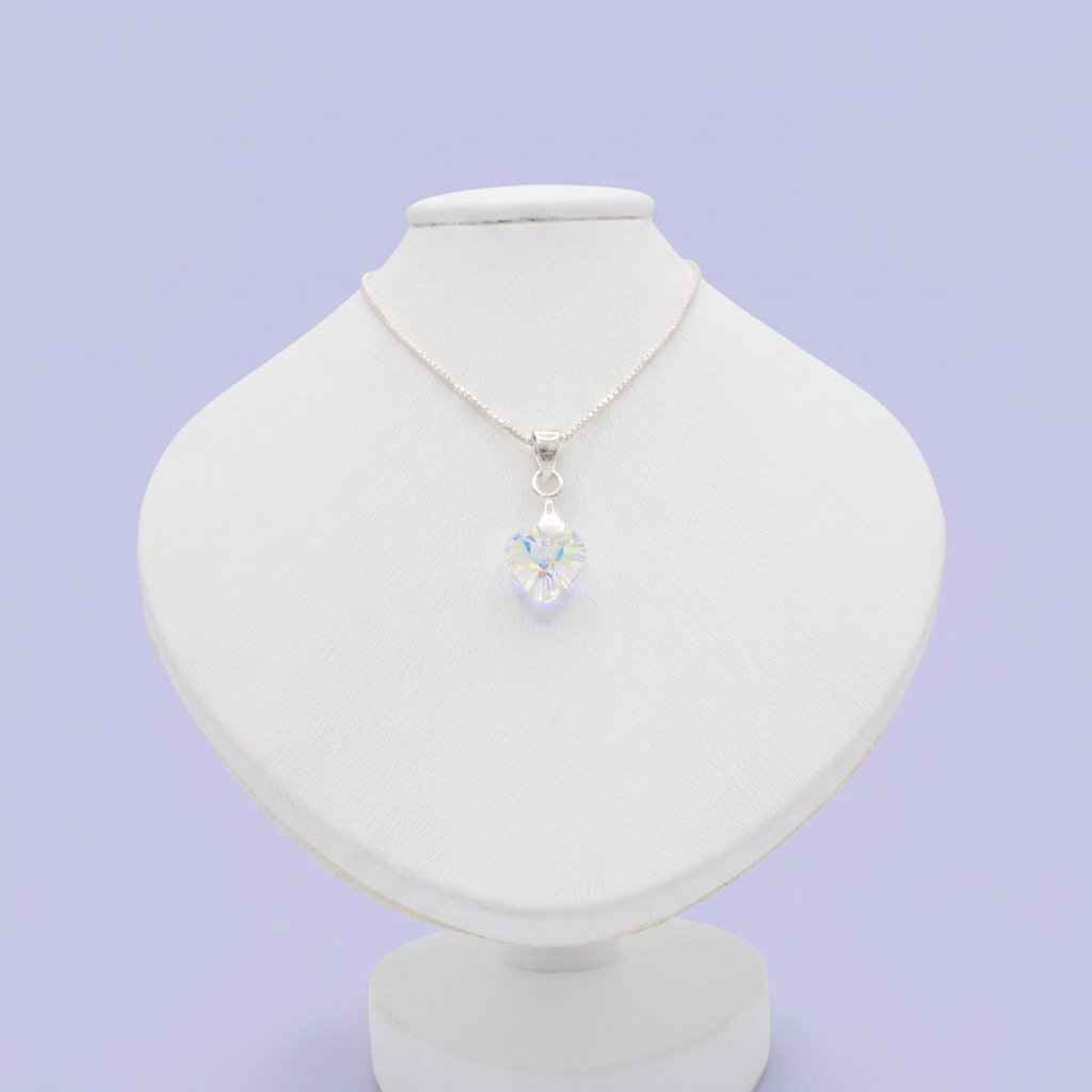 Coordinado de Plata .925 Corazones Brillantes de Swarovski Tono Torazol Blanco mod. 2992