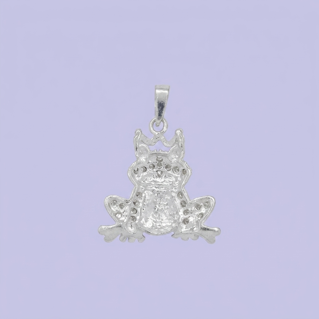 Dije de Plata .925 Rana con Corona de Rey mod. 2314