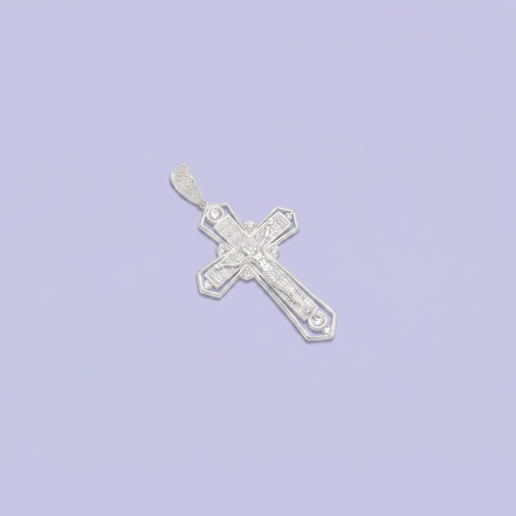Dije de Plata .925 Crucifijo Luz Divina con Zirconias mod. 2740