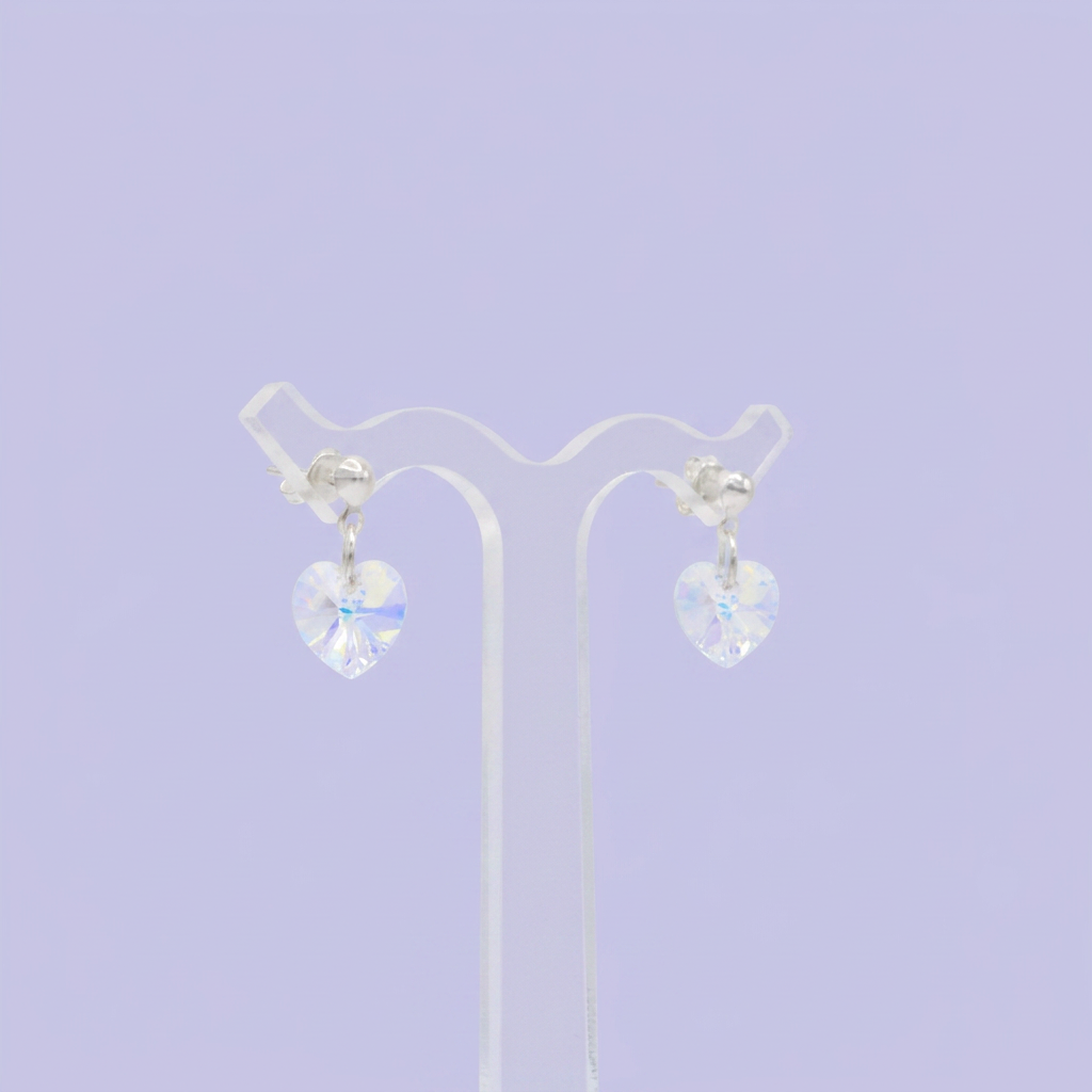 Coordinado de Plata .925 Corazones Brillantes de Swarovski Tono Torazol Blanco mod. 2992